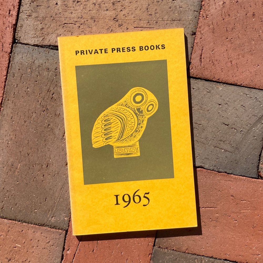 1965 Private Press Private Libraries Association Book Catalog Woodcut Print Owl